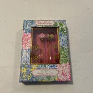 Lilly Pulitzer New In Box Pink Green Floral Fashion Ear Buds Cheek To Cheek